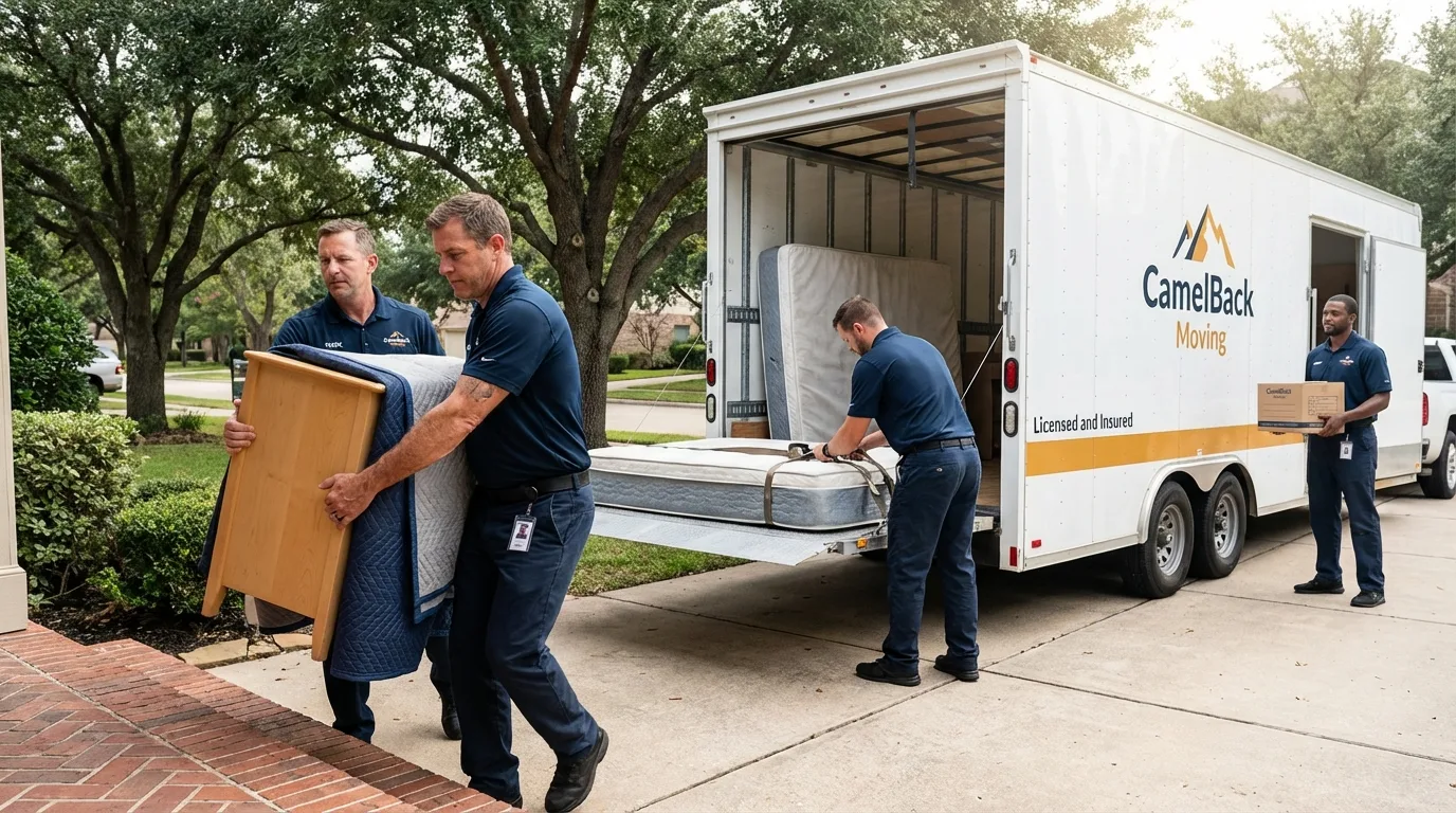 Crew loading residential truck for cross-state move from Westborough, MA
